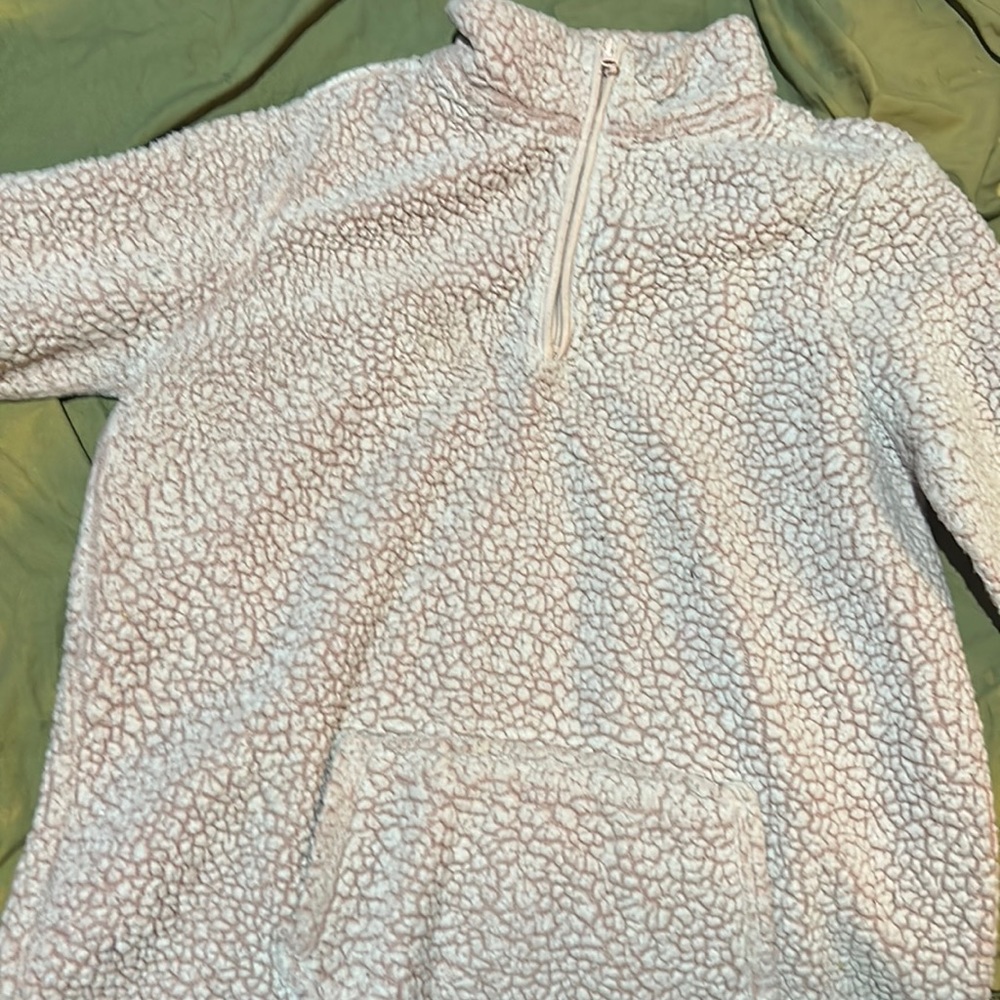 This is a just be sweatshirt and is really comfortable on the outside and in.